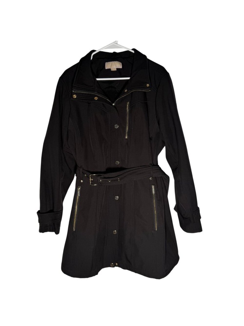 MICHAEL Michael Kors Black Belted Utility Jacket Coat Size XL